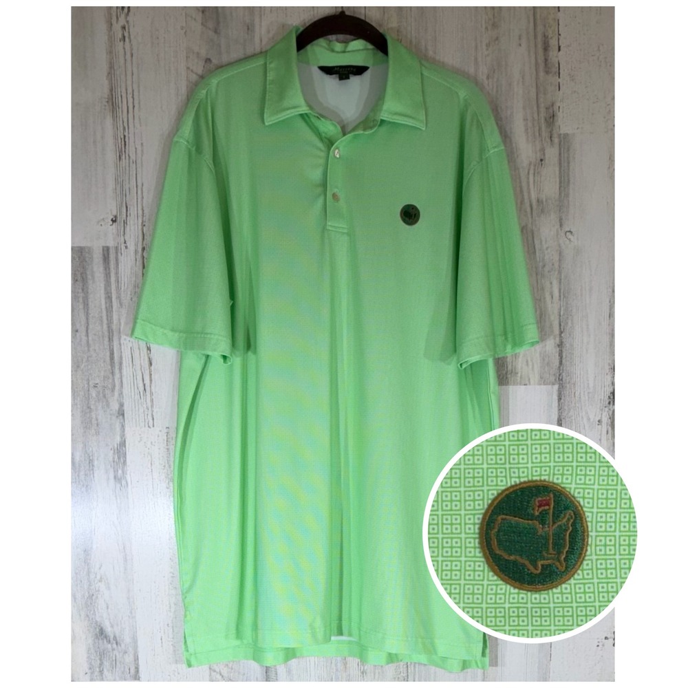 Masters 1934 Berckmans Place Polo Large Lime Green Geometric Golf Performance